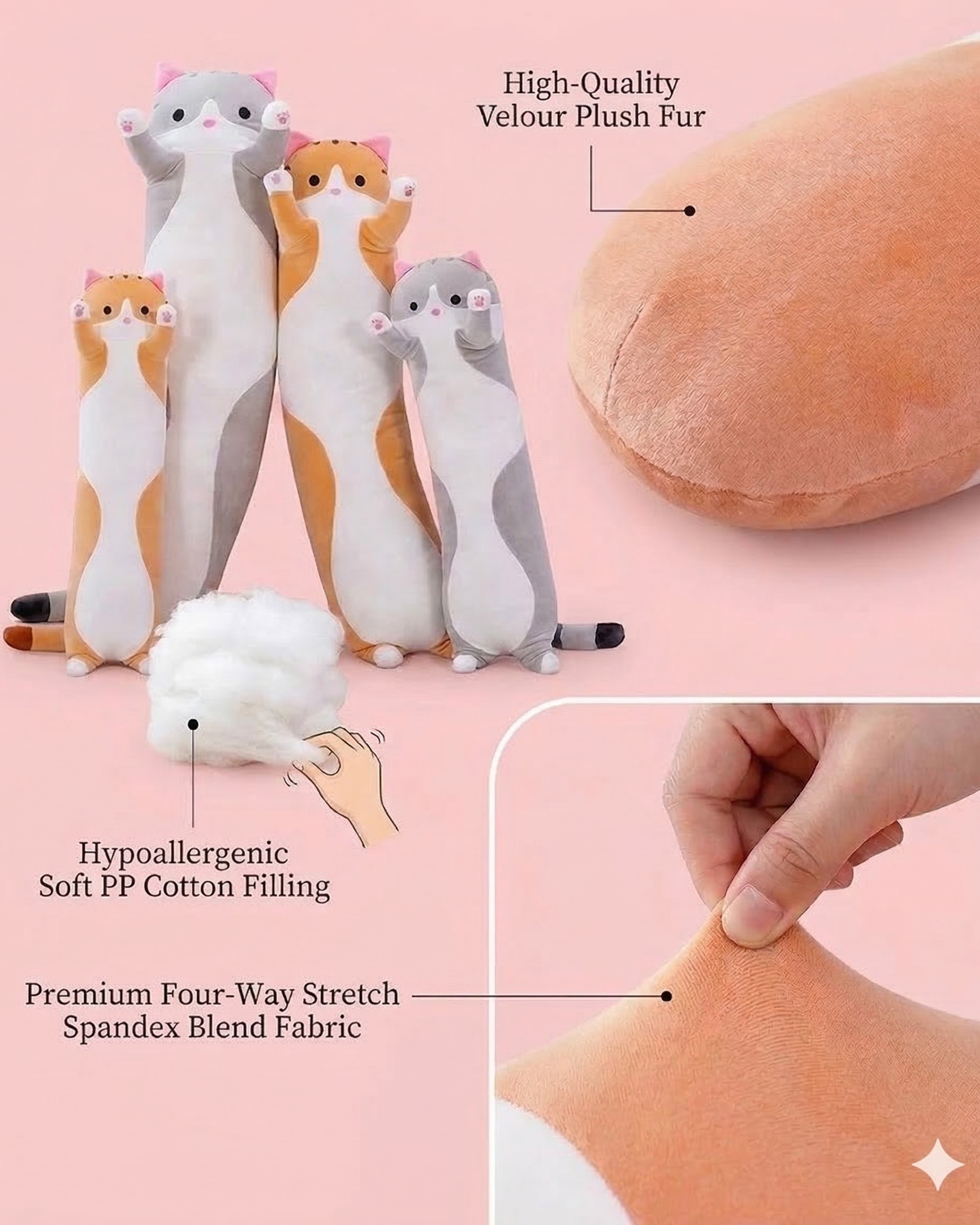Plush Long Cat Body Pillow