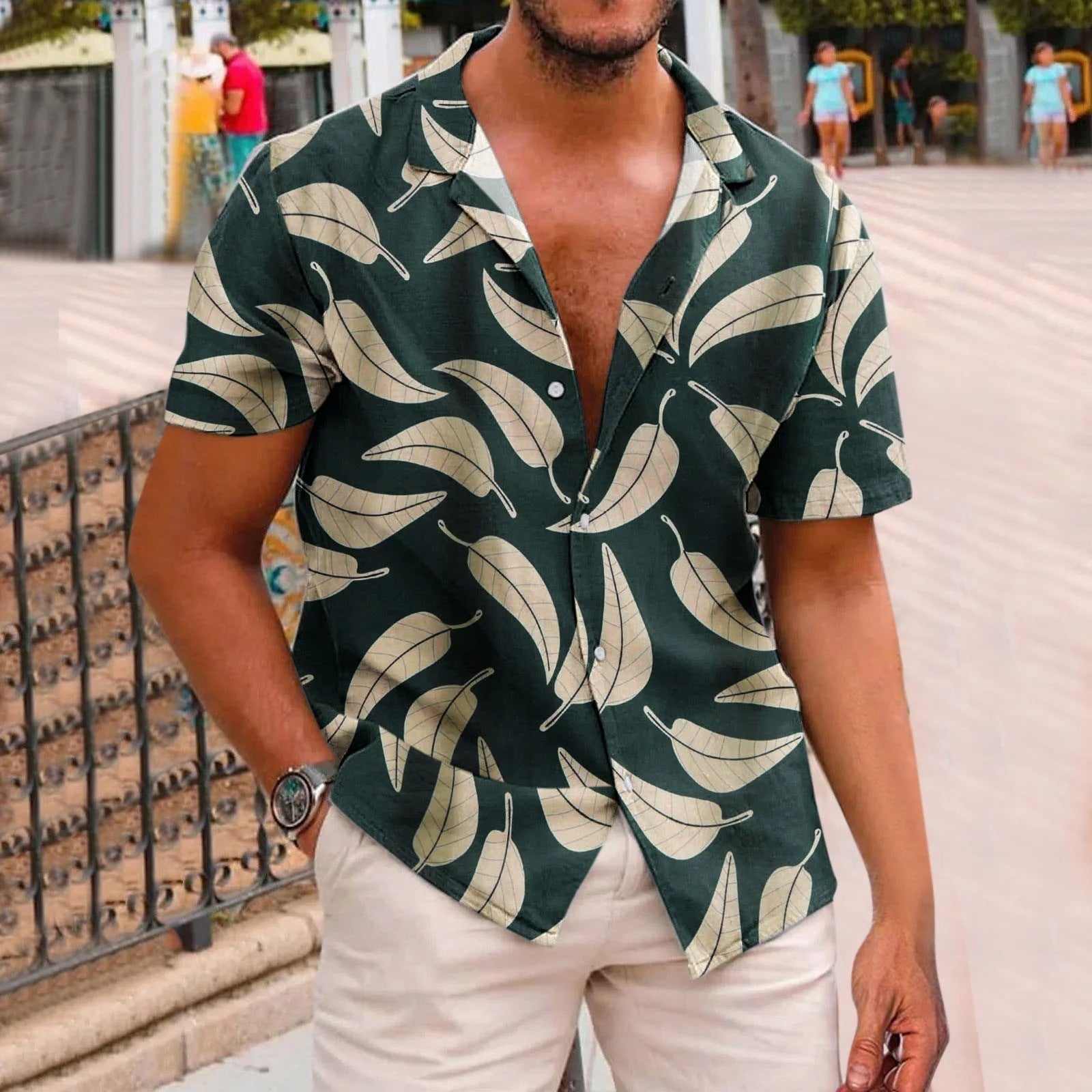 Summer Plants-Hawaiian Short-Sleeve Shirt