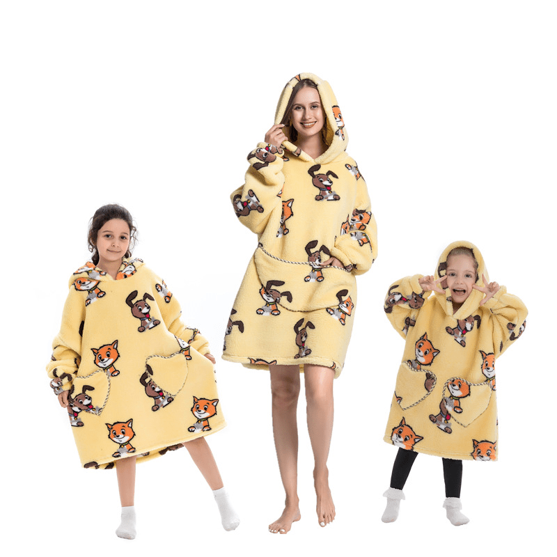 Cats Dogs - Oversized Wearable Blanket Hoodie - Merryreindeer