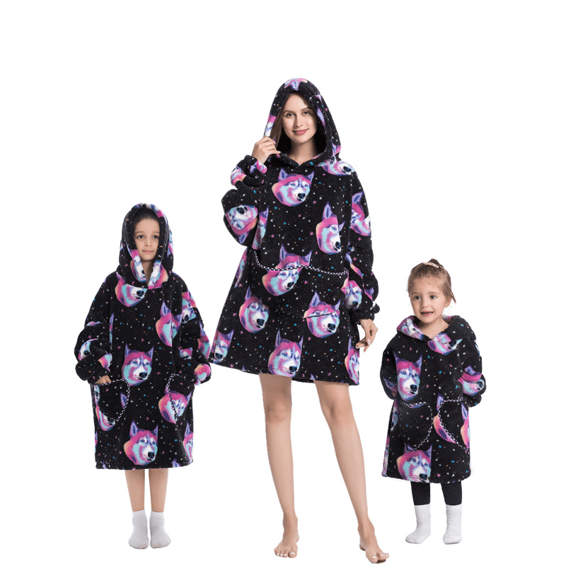 Dog Head - Oversized Wearable Blanket Hoodie - Merryreindeer