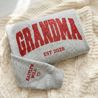 Custom Arched Glitter Embroidered Grandma Sweatshirt | Mother's Day Gifts