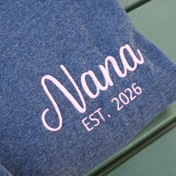 Custom Embroidered Nana EST Quarter Zip Sweatshirt for Grandma | Mother's Day Gift