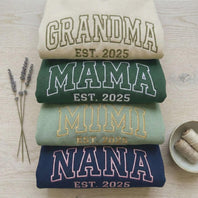 Custom Embroidered Mom Dad Sweatshirt with Name On Sleeve | Mother's Day