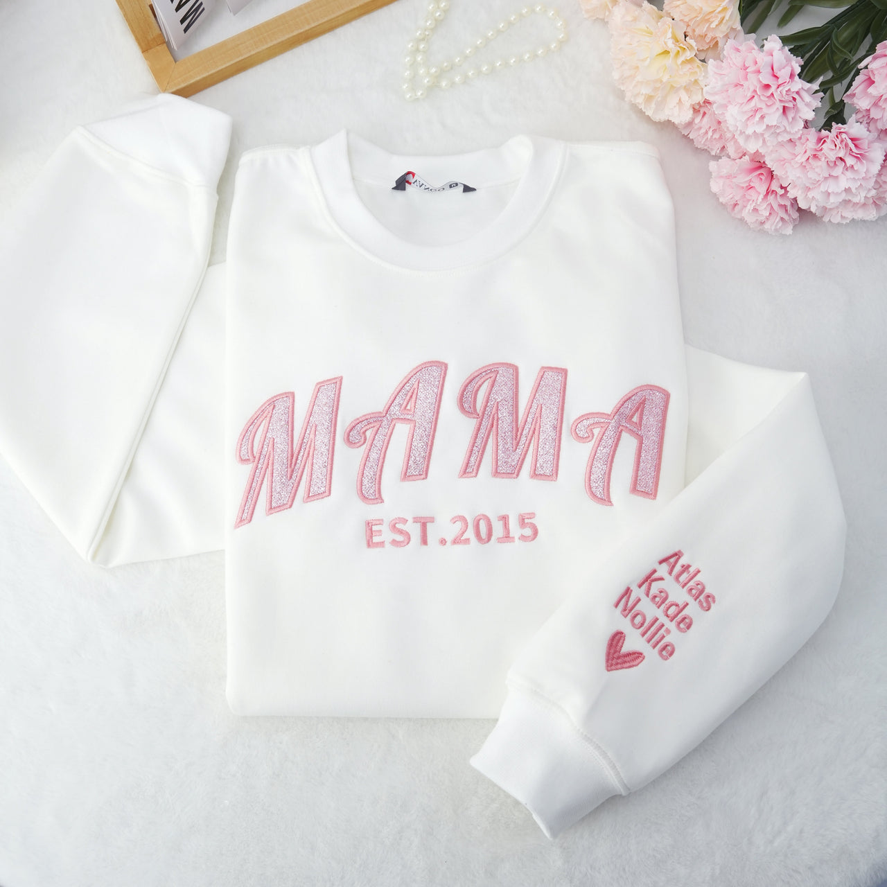 Custom Embroidered Applique Glitter MUM Sweatshirt | Gift for MAMA