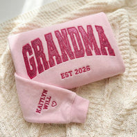Custom Arched Glitter Embroidered Grandma Sweatshirt | Mother's Day Gifts