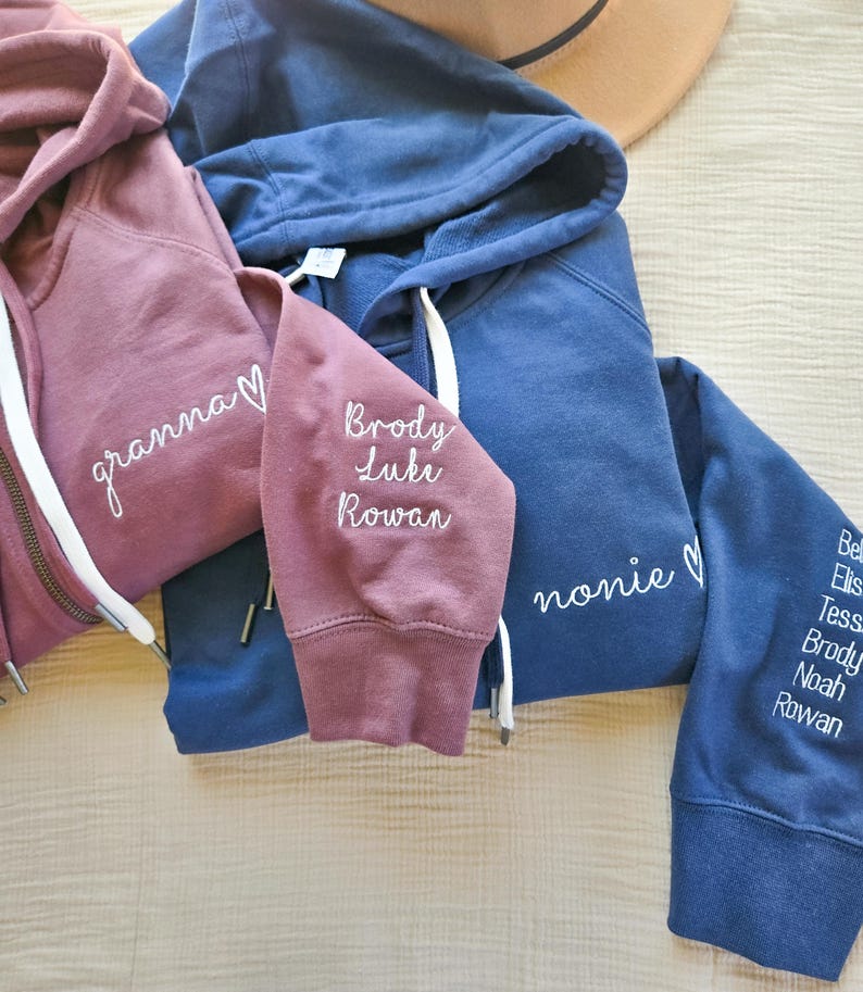 Custom Embroidered Full-zip Sweatshirt for Grandma | Mother's Day Gift