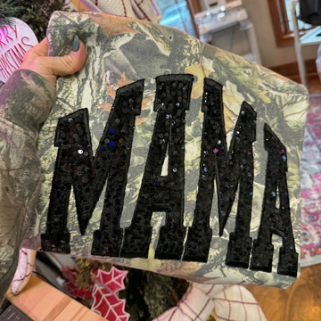 Custom Sequin MAMA Sweatshirt Personalized Glitter Letters Vintage Style Mother’s Day Gift for Mom