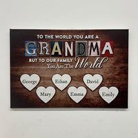 Personalized You Are The World Custom Names Canvas | Mother's Day Gifts