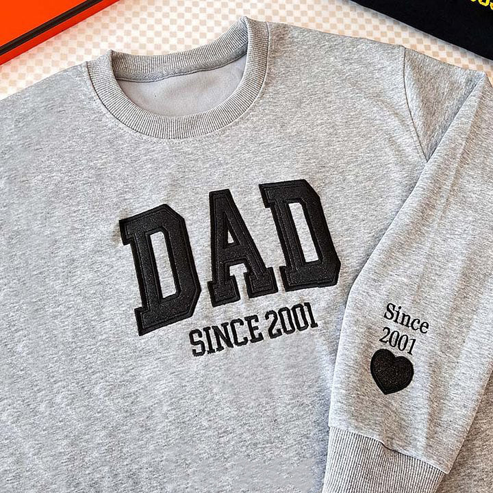 Custom Embroidered Glitter Vinyl DAD Sweatshirt | Gift For Dad & Grandpa
