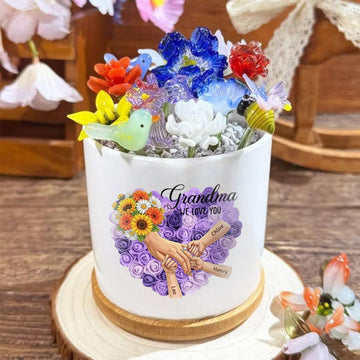 Personalized Sunflower Large Plant Pot-Personalized Mom Holding Hands|Best Mother's Day Gift– Timeless Gift for Every Home