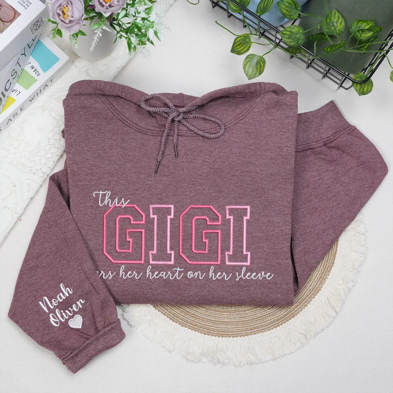 Custom Embroidered This Gigi Wears Her Heart on Her Sleeve Sweatshirt | Mother's Day Gifts