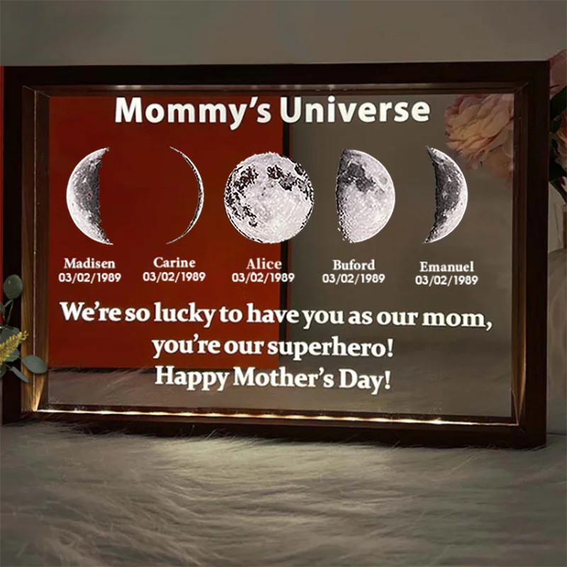 We Are So Lucky - LED Light Frame with Custom Text & Date - Mommy’s Universe