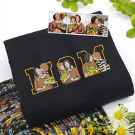 Custom Photo Portrait Embroidery Sweatshirt/Hoodie, Gift For Dad/Mom/Family