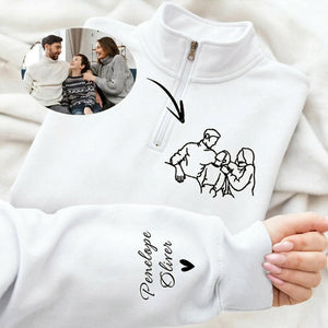 Custom Family Portrait Quarter-Zip Sweatshirt – Wear Your Memories | Gift for Mom, Family