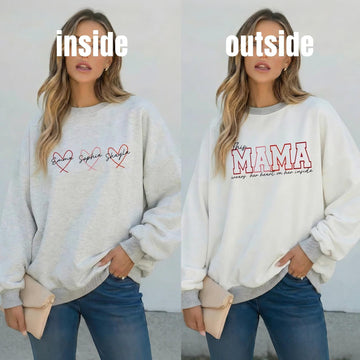 Wear Your Heart on the Inside – Custom Mama Reversible Sweatshirt |Mother's Day Gift
