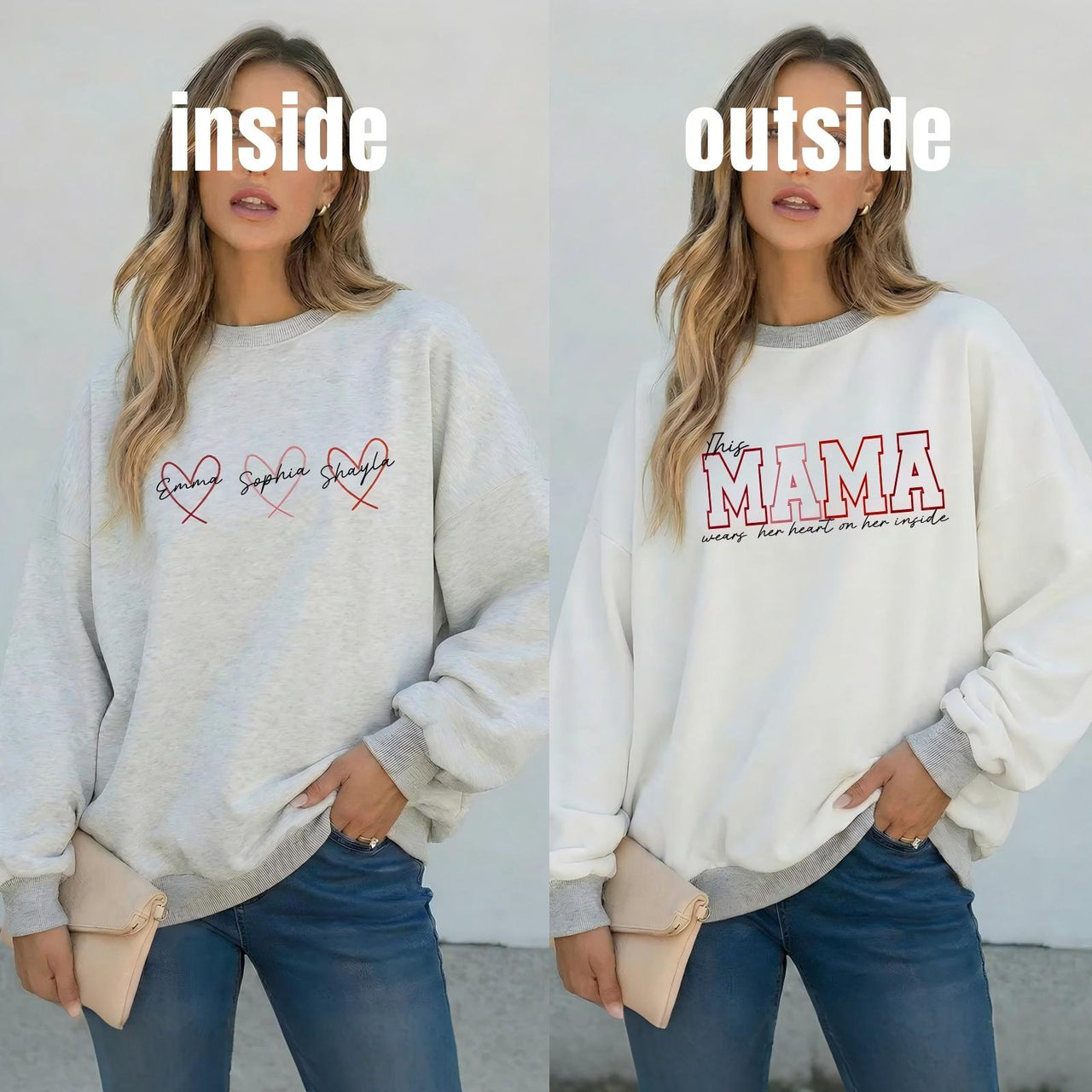Wear Your Heart on the Inside – Custom Mama Reversible Sweatshirt |Mother's Day Gift