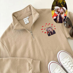 Custom Embroidered Portrait Quarter Zip Sweatshirt from Photo | Mother's Day Gift