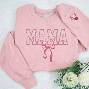 Custom "MAMA" Embroidered Sweatshirt with Ribbon Bow | Mother's Day Gifts