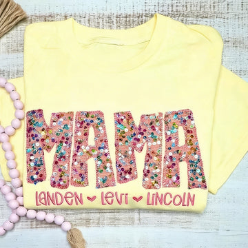 Custom Sequin Embroidered MAMA Sweatshirt | Sparkle & Shine Gift for Mother's Day