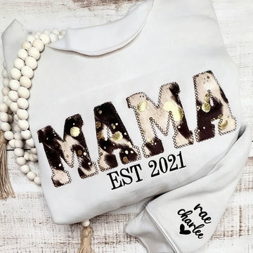 Custom Embroidered Cow Print MAMA Sweatshirt |  Mother’s Day Gift