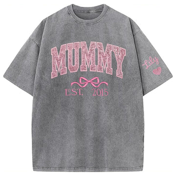 Mom glitter embroidered Washed T-shirt&sweatshirt mother day/personalized year.