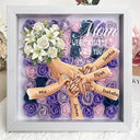 "We're Always With You"-White Lily & White Rose-Personalized Mom Holding Hands Memorial Shadow Box-Mother's Day Remembrance Frame, In Loving Memory Gift