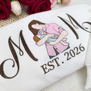 Custom Embroidered Mom Sweatshirt with Mom Kids Portrait | Mother's Day Gifts for Mom