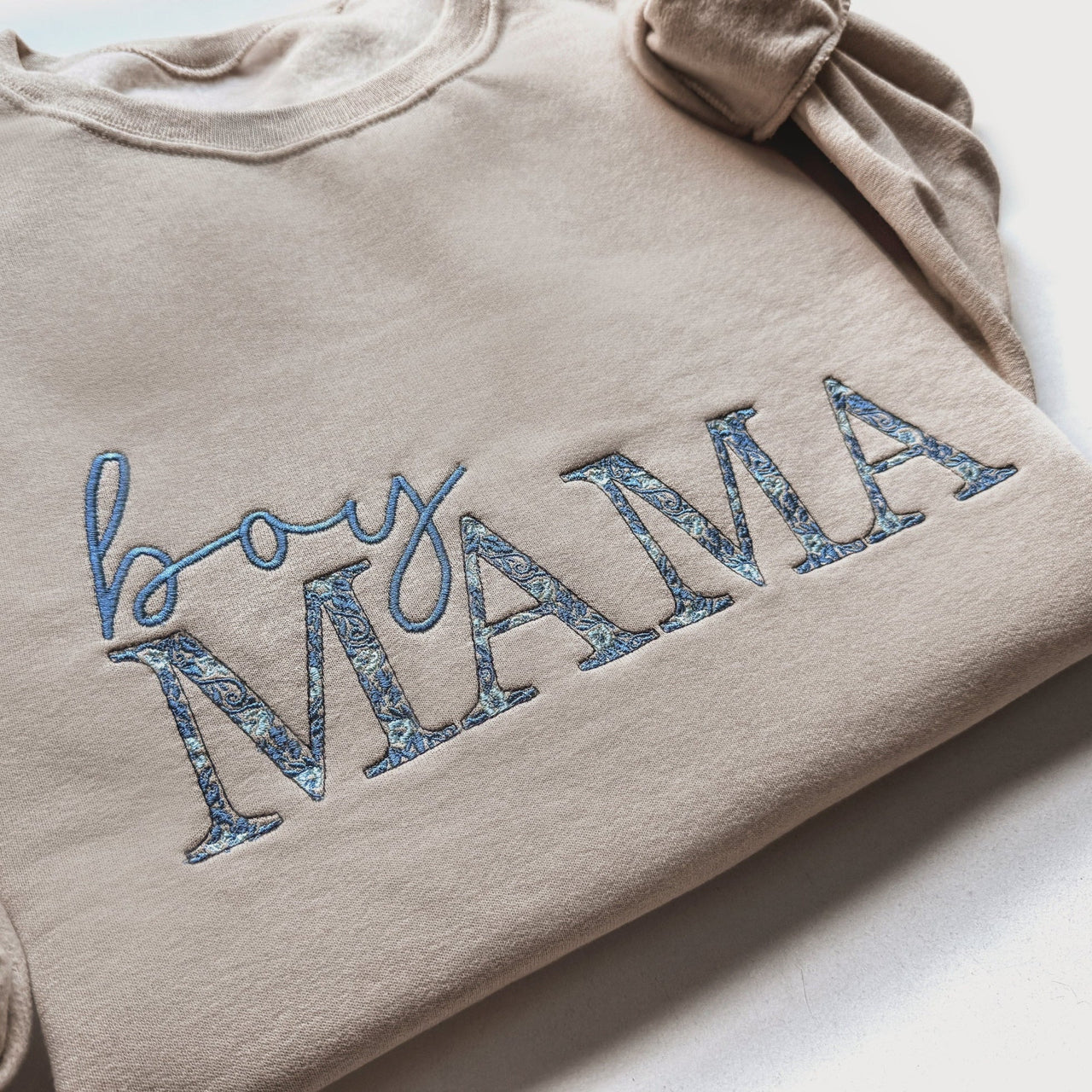 Girl Mama Embroidered Sweatshirt with Floral Pattern Mama Sweatshirt Embroidered for Girl Mom Sweatshirt with Chinoiserie Pattern