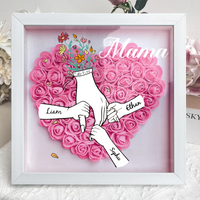 Personalized Flower Shadow Box mum and I hand holding- Mother's Day Gift