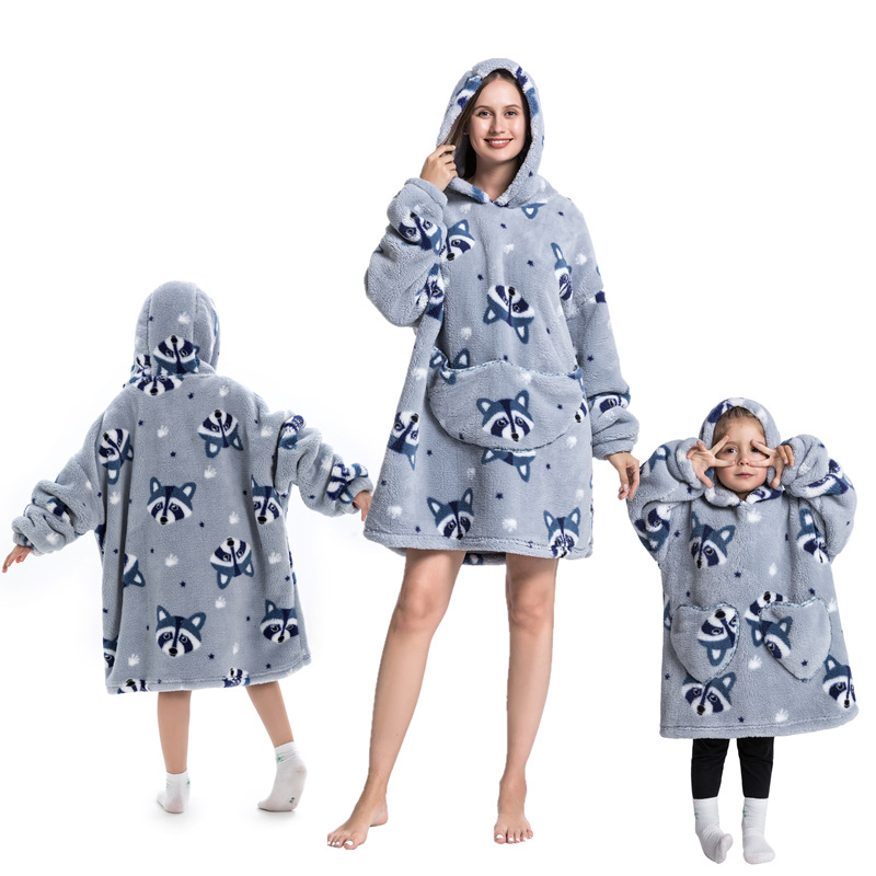 Raccoon-Oversized Wearable Blanket Hoodie