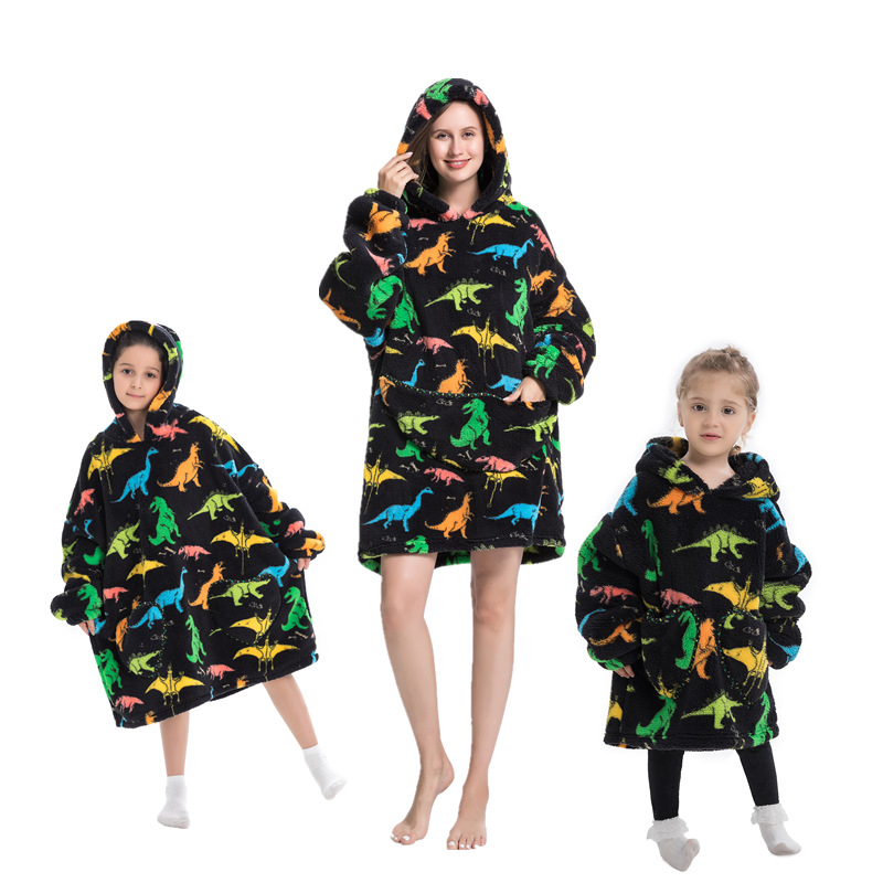 Multi Dinosaur-Oversized Wearable Blanket Hoodie