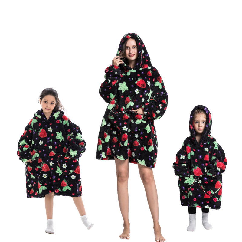 Strawberry-Oversized Wearable Blanket Hoodie