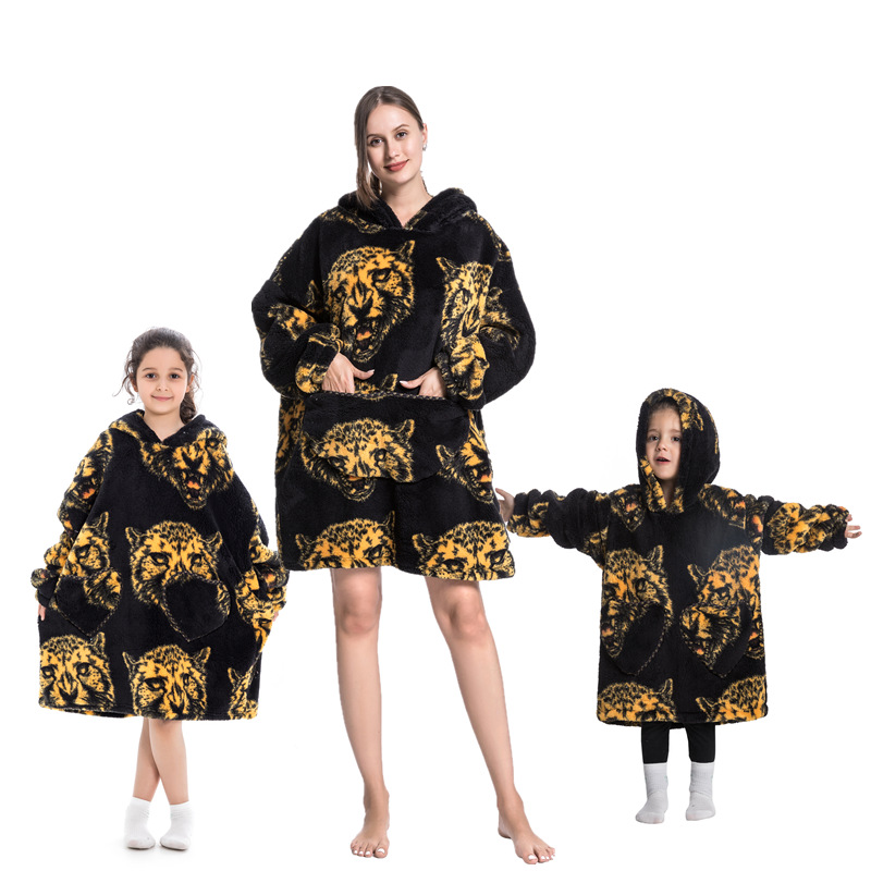 Leopard-Oversized Wearable Blanket Hoodie