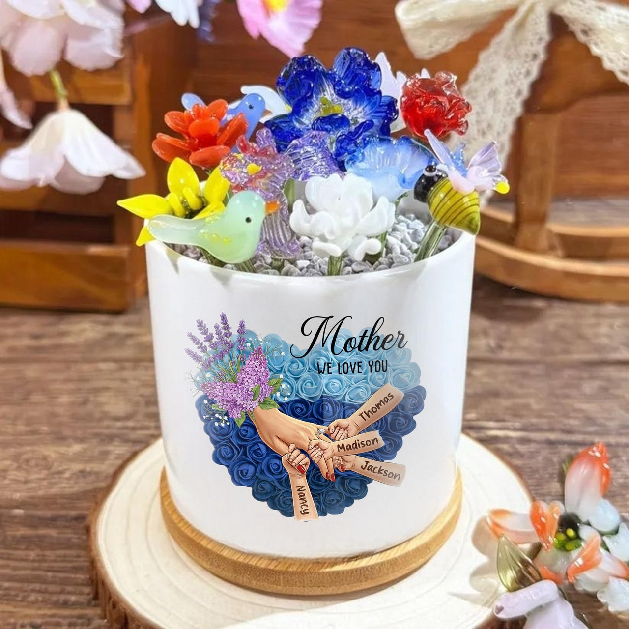 Personalized Lavender Plant Pot-Personalized Mom Holding Hands|Best Mother's Day Gift– Timeless Gift for Every Home