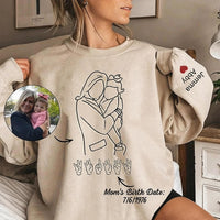 Custom Photo Outline Embroidered Sweatshirt with Sign Language | Mother's Day Gift