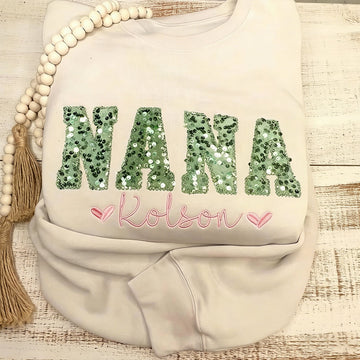 Custom Sequin GIGI Embroidery Sweatshirt Gift for grandparents