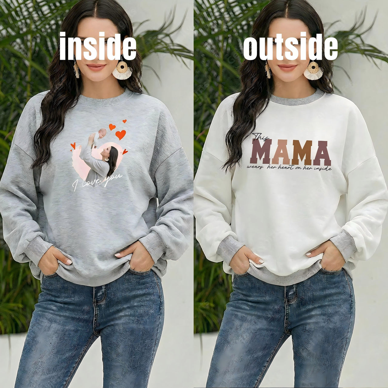 Wear Your Heart on the Inside – Custom Mama Reversible Sweatshirt |Mother's Day Gift