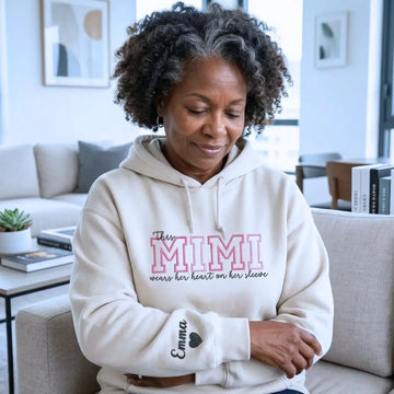 Custom Embroidered This Mimi Wears Her Heart on Her Sleeve Sweatshirt | Mother's Day Gifts