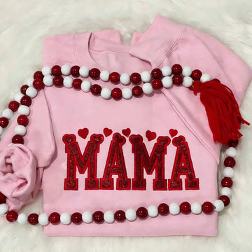 Custom Hearts Glitter Embroidered Nickname Applique Sweatshirt