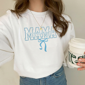 Custom "MAMA" Embroidered Sweatshirt with Ribbon Bow | Mother's Day Gifts
