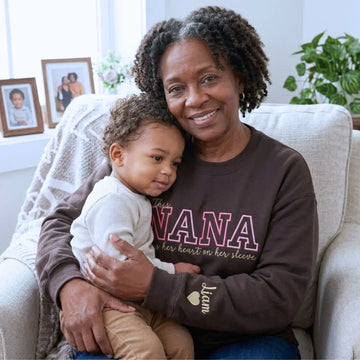 Custom Embroidered This Nana Wears Her Heart on Her Sleeve Sweatshirt | Mother's Day Gifts