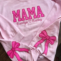 Custom Viral Side Bow Glitter MAMA Sweatshirt | Mother's Day Gifts