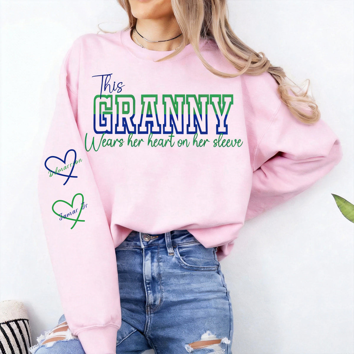 Wear Your Heart on Your Sleeve – Personalized Split Mama Sweatshirt with Kids’ Names | for Mom Mother's Day Gift