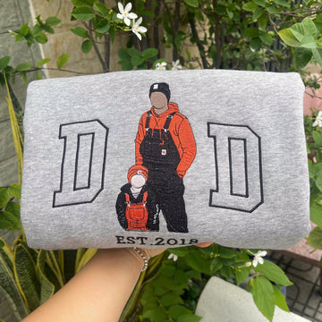 Custom Embroidered Portrait Sweatshirt for Dad | Father's Day Gift