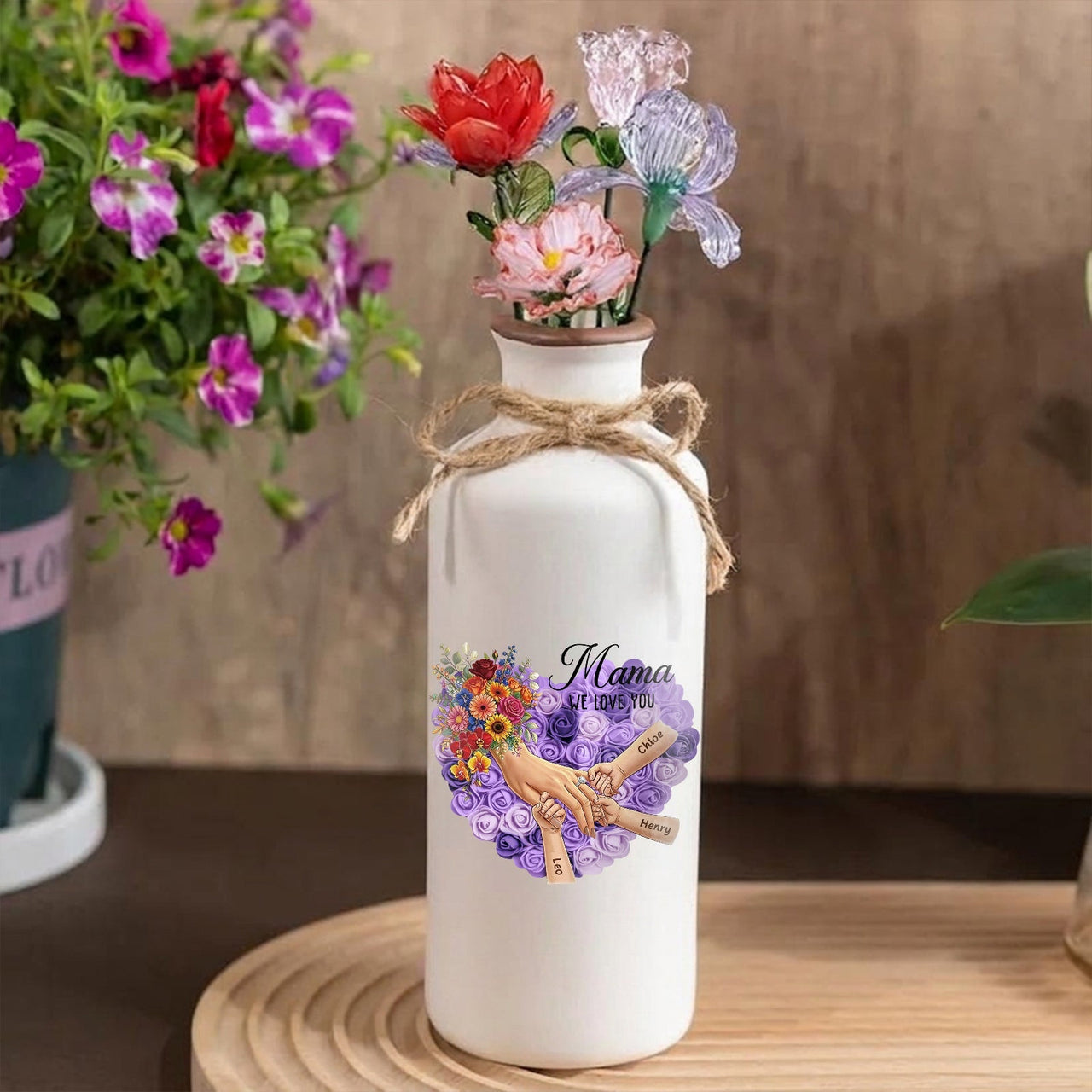 Personalized "Mother's Day Bouquet" Vase-Personalized Mama Holding Hands|Best Mother's Day Gift– Timeless Gift for Every Home