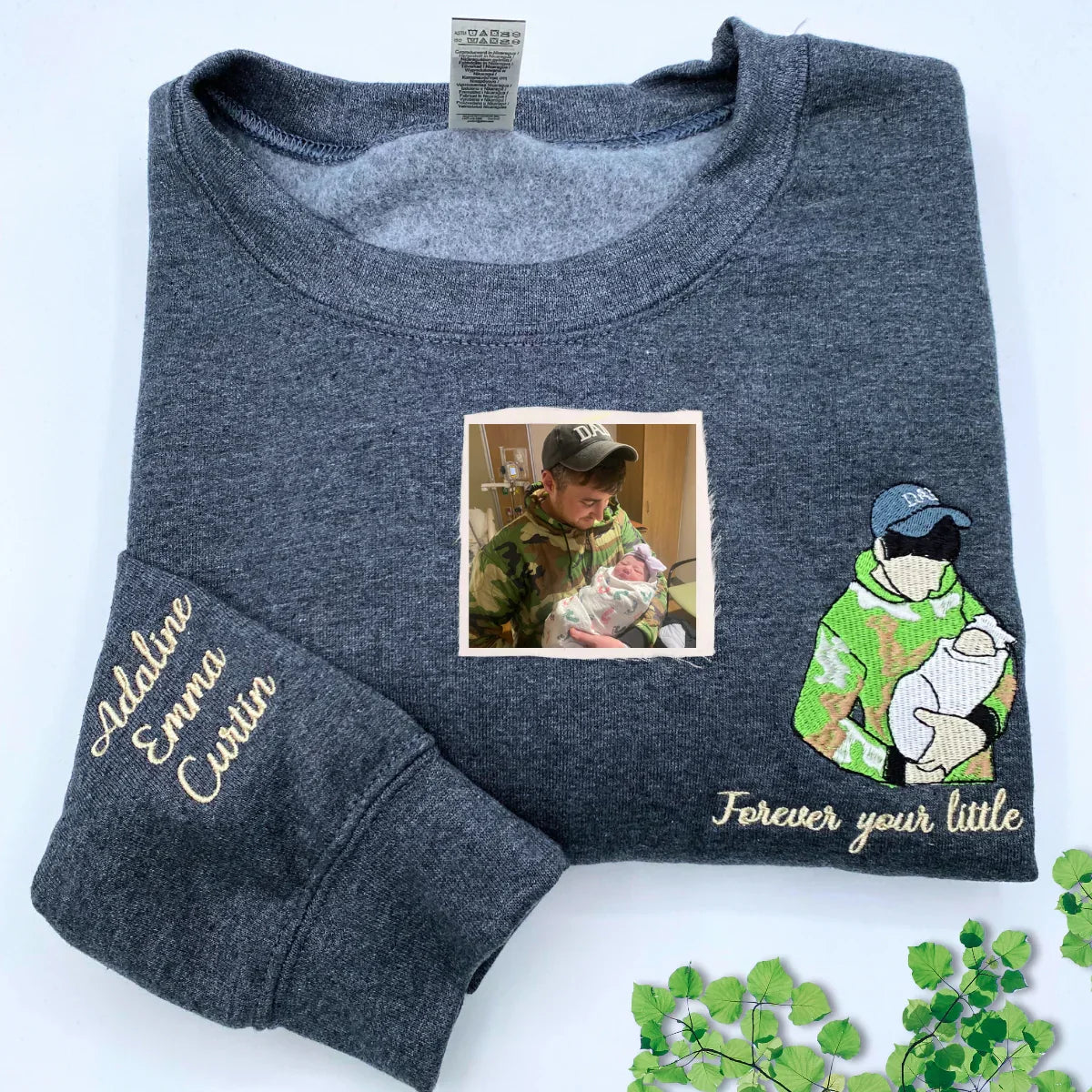Custom Embroidered Photo Portrait Sweatshirt For papà, papá, dad