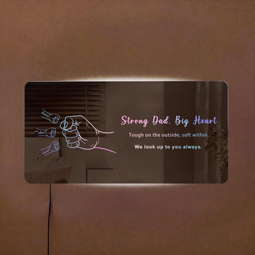 Personalized Dad & Kids Fist Bump Mirror Light – Custom Father’s Day Gift