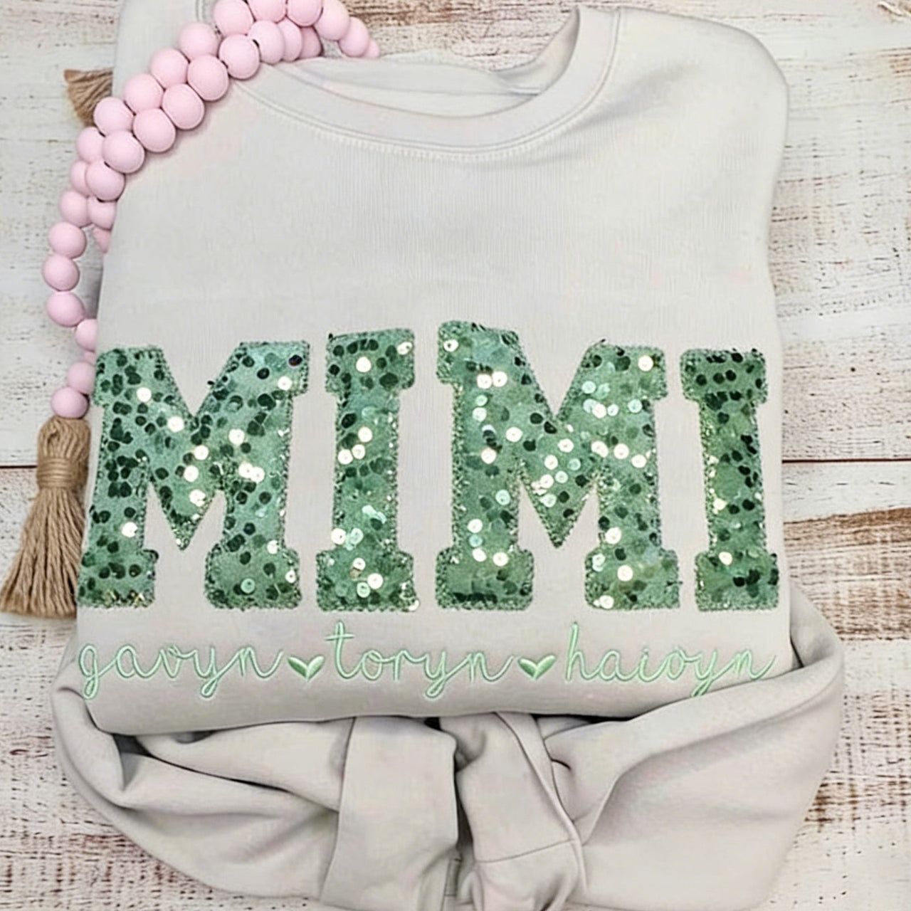 Custom Sequin GIGI Embroidery Sweatshirt Gift for grandparents