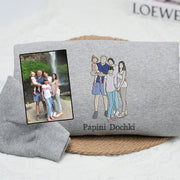 Custom Photo Parents Family Portrait Embroidered Sweatshirt | Family Reunion Gift for Mom and Dad