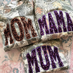 Custom Sequin MAMA Camo Sweatshirt Embroidered Sequin T-Shirt Hoodie | Mother's Day Gift